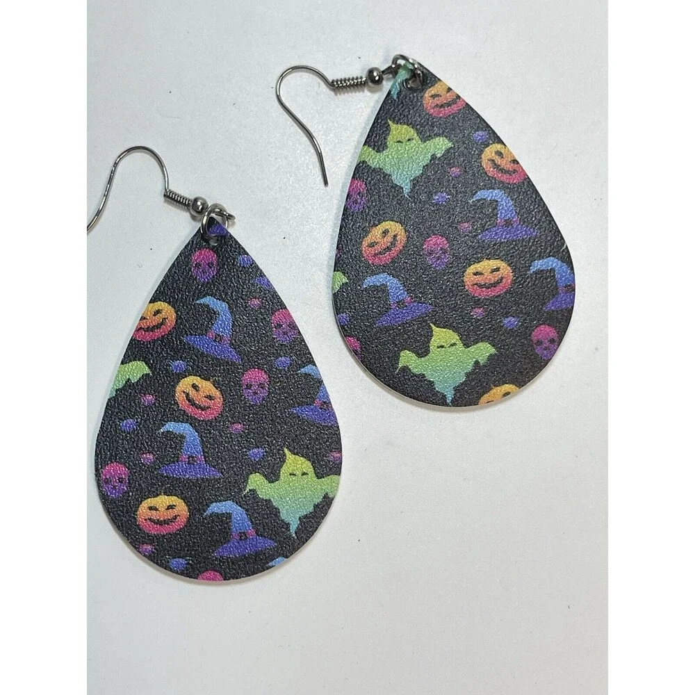 NEW Set of 4 Lightweight Faux Leather Halloween Earrings
